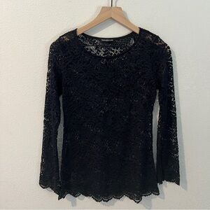 You Are Not Alone Black Lace‎ Long Sleeve Top Size S